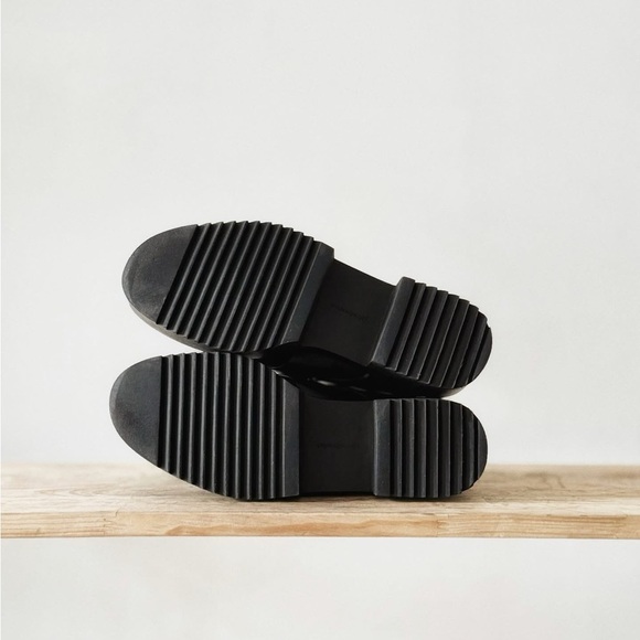 Stradivarius Black Leather Platform Shoes with Silver Buckle - Picture 10 of 11